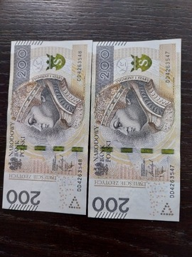 Banknoty 200 zł 2 szt