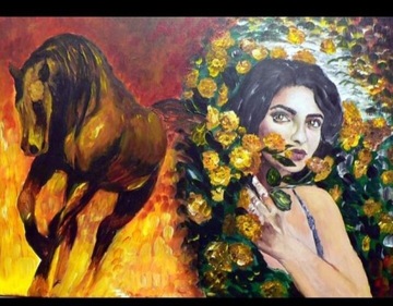 Yellow Flower kobieta obraz akrylowy