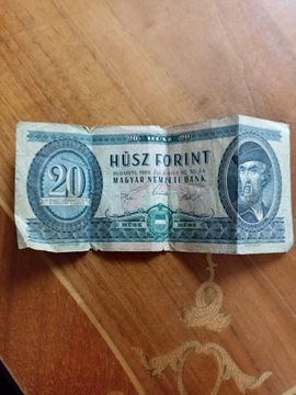Archiwalny banknot, 20 Forintów z 1969 r.