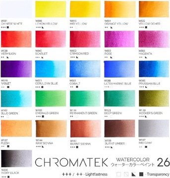 CHROMATEK 26 kol. profesjonalne farby akwarelowe