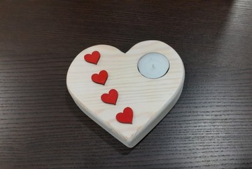 Świecznik drewniany Walentynki Serce