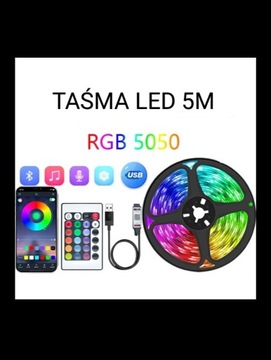 Taśma LED RGB 5050 5m 5V USB pilot + aplikacja 