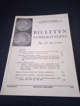 Biuletyn Numizmatyczny 11-12 (199-200) 1984 r.