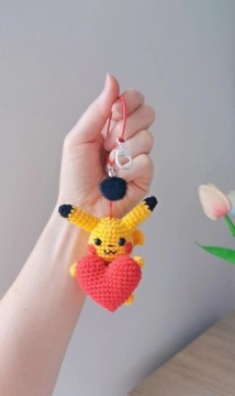 Pikachu na szydełku, zawieszka, brelok handmade