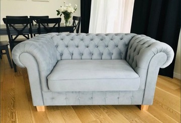 Sofa CHESTERFIELD 150cm 2 osobowa szara (od ręki!)