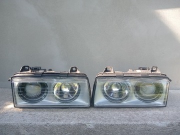 Lampy soczewkowe HELLA Silber Chrom BMW E36 przód