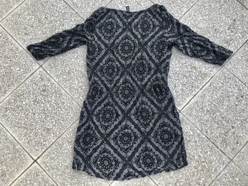 Tunika krótka sukienka H&M czarna z białym wzorem