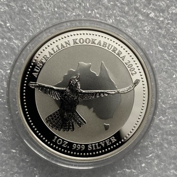 2002 Australia 1$ KOOKABURRA 1 oz. Srebro Ag .999