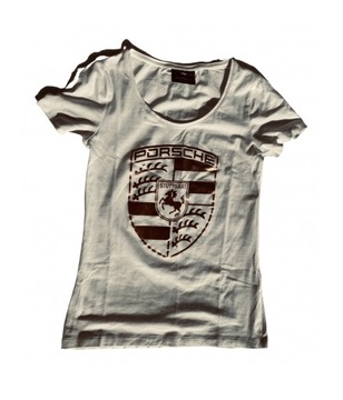 Biało-złota koszulka Mighty Porsche Crest T- shirt