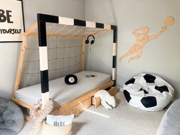 łóżko bramka piłkarska, łóżko domek