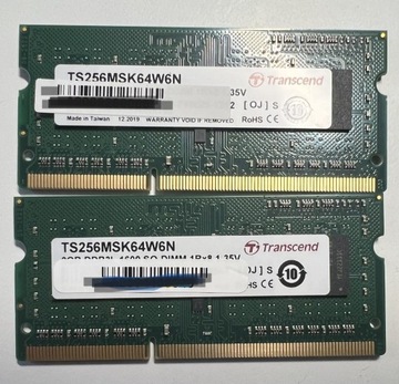 Pamięć TRANSCEND 2GB DDR3L 1600 S0DIMM - 2 szt.