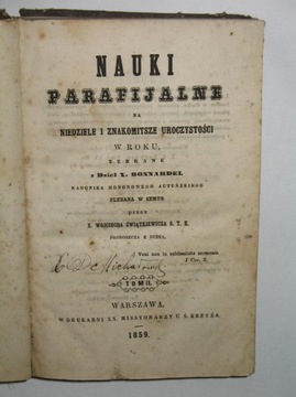 Nauki parafijalne na niedziele Świątkiewicz 1859