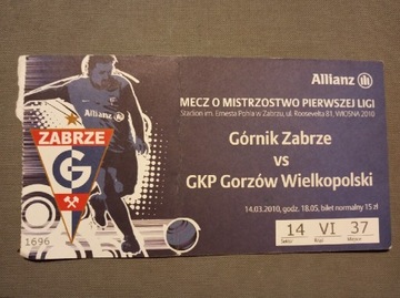 Górnik Zabrze GKP Gorzów Wielkopolski bilet 2010