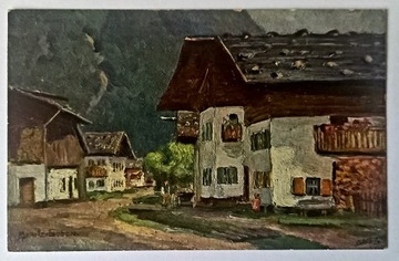 Pocztówka Malarstwo Alpy ok. 1920r