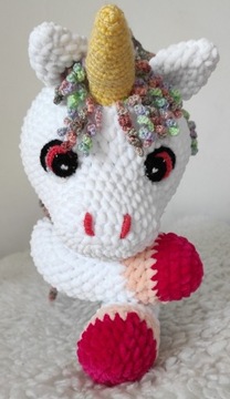 Maskotka Jednorożec, handmade, szydełko, amigurumi