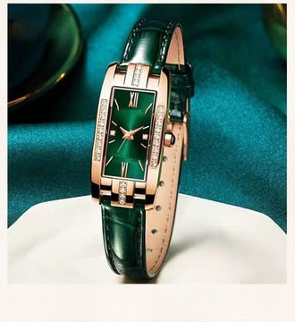 Elegancki zegarek w stylowej zieleni damski