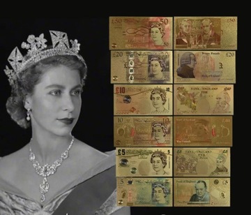 Banknoty Pozłacane Królowa Elżbieta