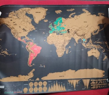 Mapa świata zdrapka na ścianę 82x58cm 