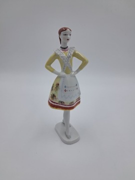 Hollohaza 25cm wys. dziewczyna w stroju ludowym figurka porcelanowa lata 80