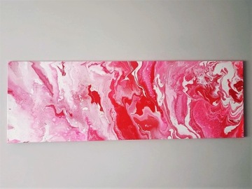 Obraz abstrakcyjny, różowo-biały 115x40 cm