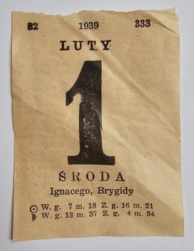 Kartka z kalendarza 1 luty 1939