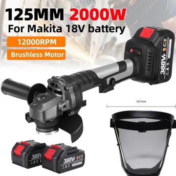 SZLIFIERKA KĄTOWA 125mm+2 AKUM 18V  GRATIS MASKA