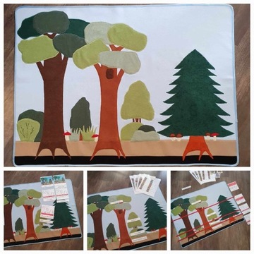 Mata warstwy lasu i karty trójdzielne Montessori