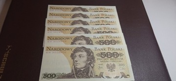 Banknot PRL 500 zł stan UNC rok 1982