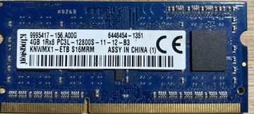 Kość RAM ddr3 Kingston knwmx1-etb s16mrm 4GB