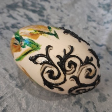 Jajo gęsie malowane, wydmuszka, Żonkil z Reliefem