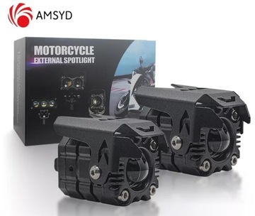 ZESTAW 2x HALOGEN REFLEKTOR MOTOCYKLOWY LED AMSYD