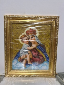 Obraz ręczne wyszyty koralikami, Ikona Matki Bożej