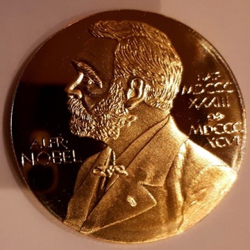 Medal Alfred Nobel Zminiaturyzowany.