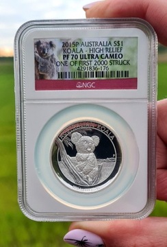 Srebrna moneta Australijski Koala 2015 HR NGC 1oz