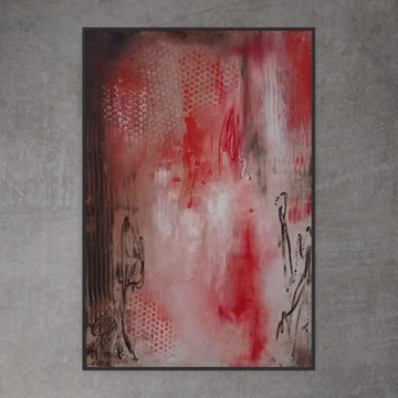 Obraz olejny na płótnie 'Scarlet lake' abstrakcja 