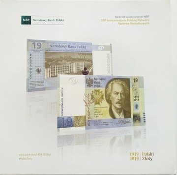 Folder do Banknotu 19 zł - 100 Lat PWPW