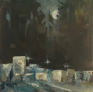 Obraz olejny  , A. Eiben „Noc w Bachotku” 40/40