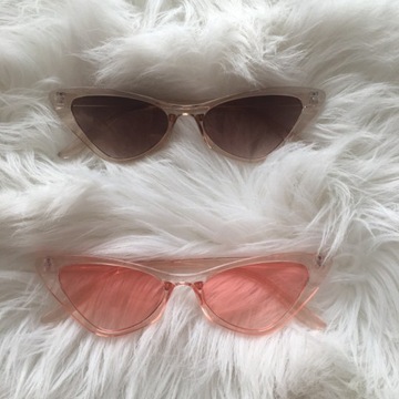 Nowe okulary przeciwsłoneczne (różowe i brązowe) Cat Eye