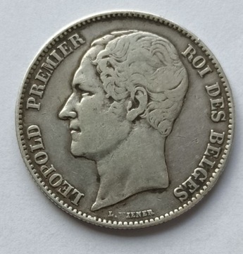 Moneta srerbo 2i1/2 Fr Belgia Leopold IST 1849