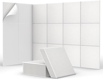 Panele akustyczne dźwiękochłonne samoprzylepne TONOR 30x30 białe 18szt