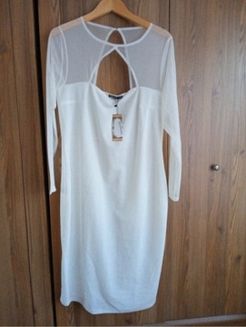  Biała sukienka z siateczką Boohoo rozmiar 42-48