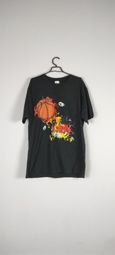 t-shirt czarny męski z nadrukiem koszykówka L port