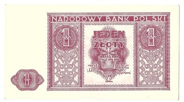 Banknot Polska PRL 1 Złoty Złotych zł 1946 r I UNC
