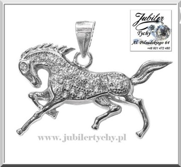 Srebrny wisiorek koń z cyrkoniami srebrne konie Ag