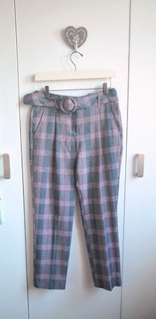 Vintage świetne spodnie wiosna w kant z paskiem M