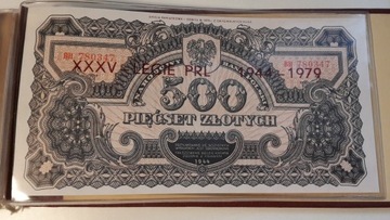 Banknoty XXXV-lecie PRL emisja pamiątkowa 1944-50