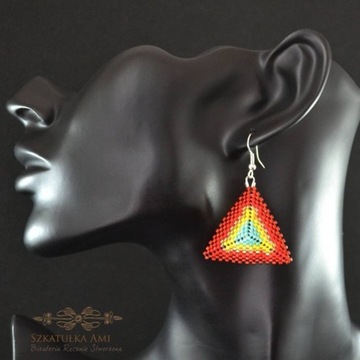 Kolorowe tęcza kolczyki trójkąty 