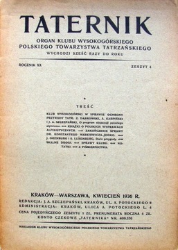 Taternik. Rocznik XX. Zeszyt 4. 1936. Organ KW PTT