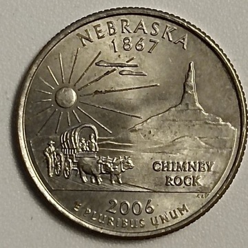 Rzadka Moneta USA QUARTER NEBRASKA 25 CENTÓW 2006