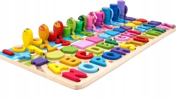 Wielofunkcyjna Drewniana Zabawka Montessori 6w1  